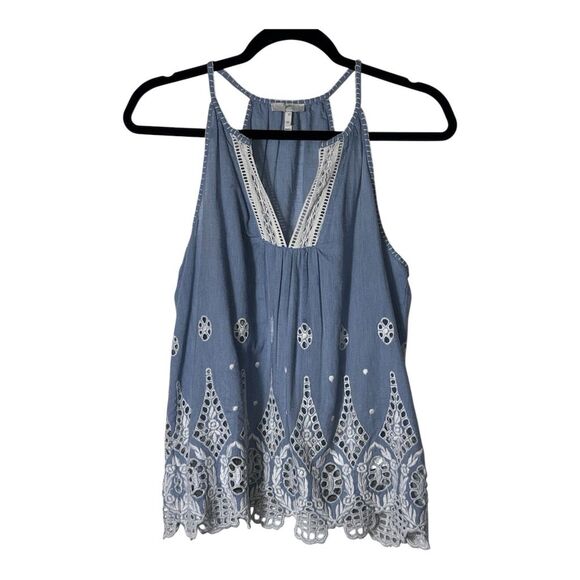 Joie Tops - 2031. Joie‎ Women's XS Blue Embroidered Eyelet Racerback Tank Top